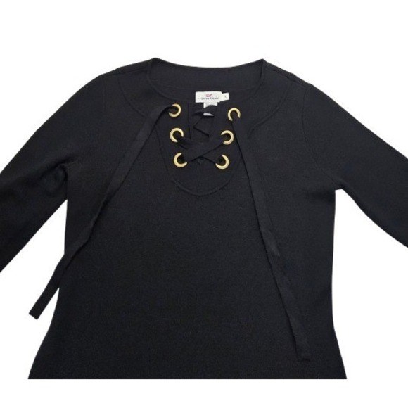Vineyard Vines Wool Dress Sz S / 6 Sweater Black Merino Coastal Sailor Tunic Top - Picture 2 of 6